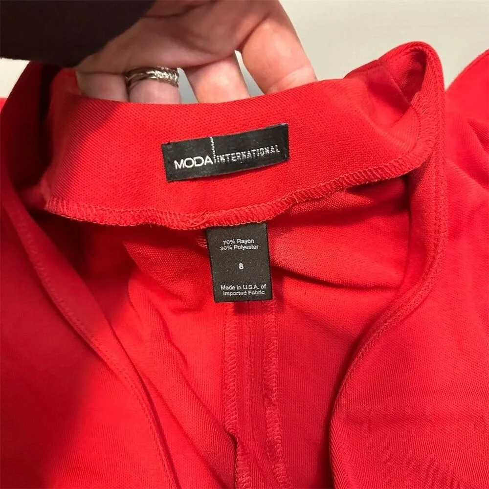 Vintage MODA Women's Red‎ Midi Dress Short Sleeve Size 8